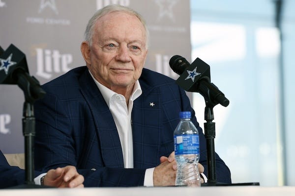 Dallas Cowboys owner Jerry Jones speaks to the media at a press conference at the Star