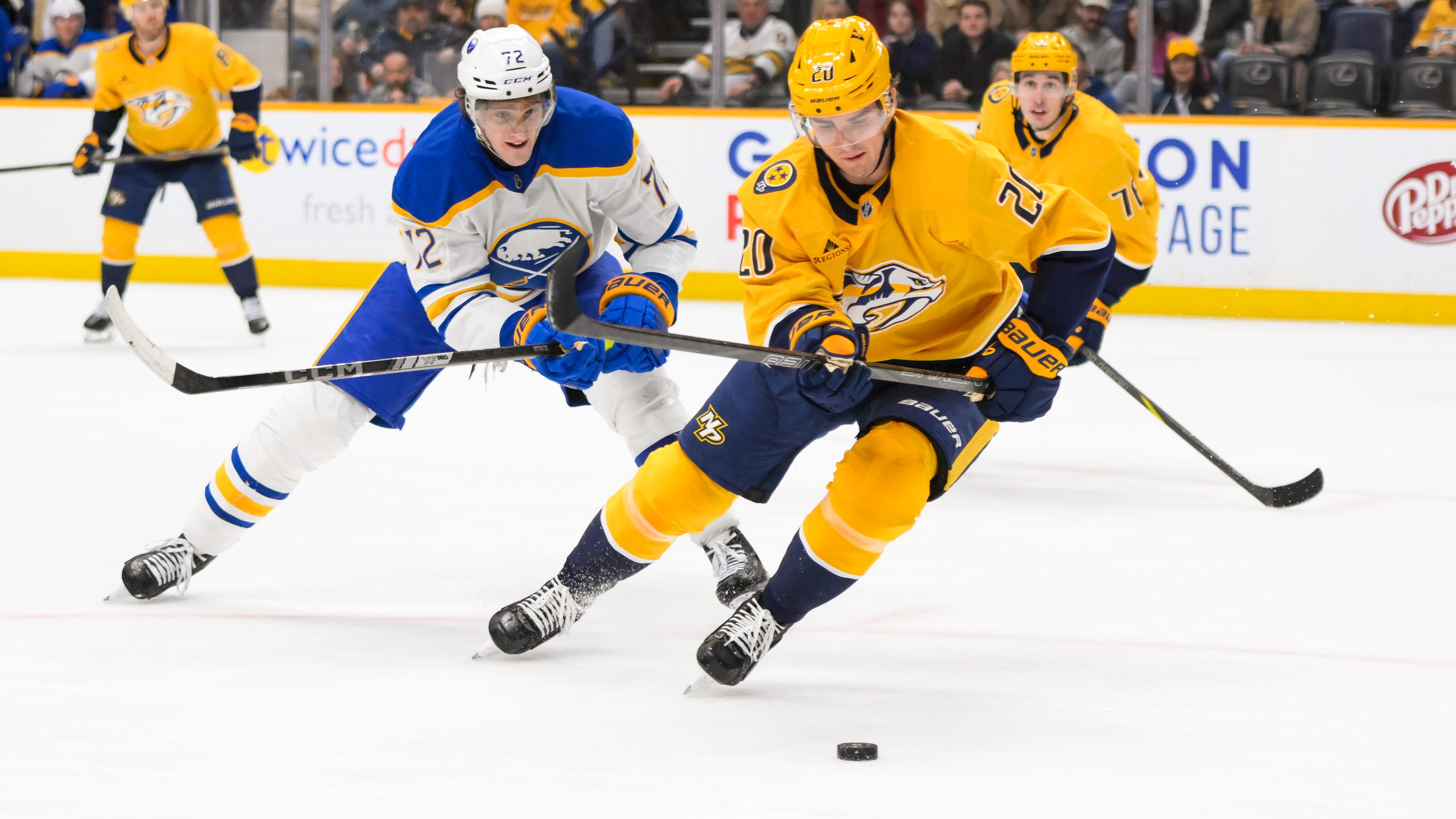 Sabres play from behind all night, fall in Nashville