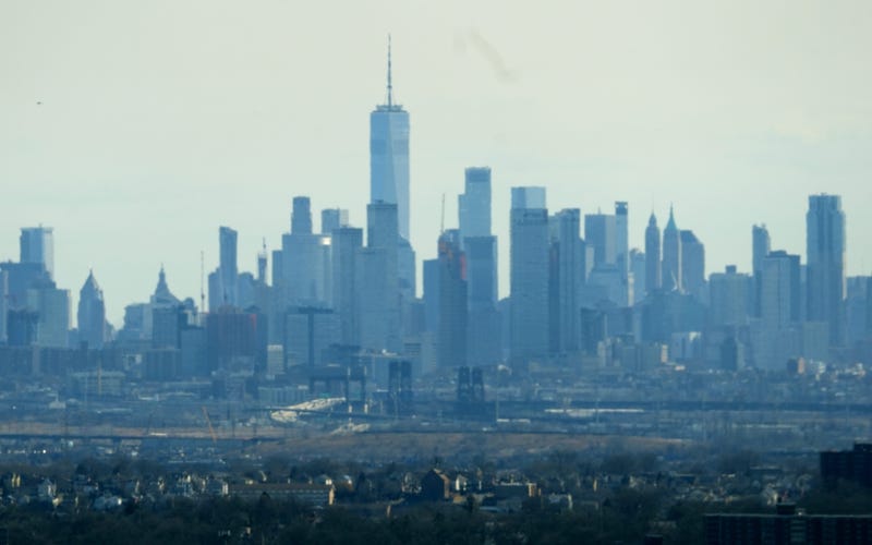 The New York City skyline as seen from the Essex County 9/11 Memorial at Eagle Rock Reservation in West Orange Feb. 18, 2025