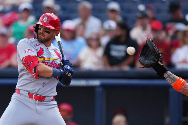 St. Louis Cardinals outfielder Michael Siani (22) ducks out of the way of a pitch against the Houston Astros during the first inning at CACTI Park of the Palm Beaches.