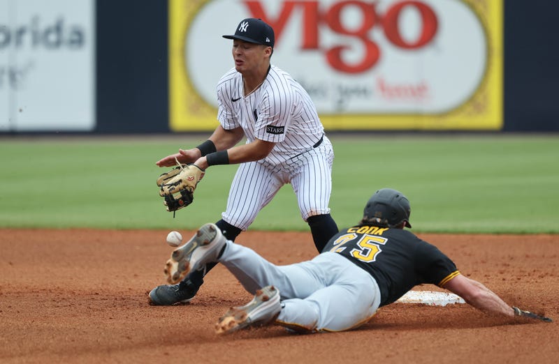 Pirates sliding against the Yankees in Spring Training