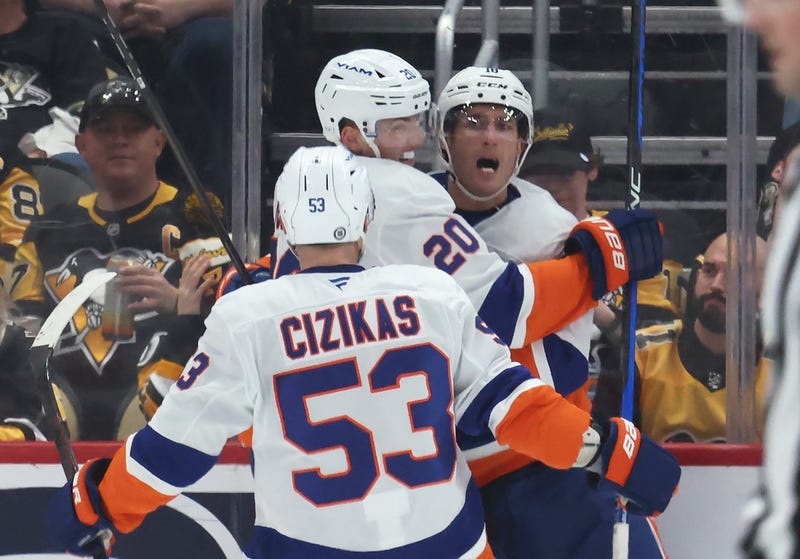 Islanders celebrate goal at PPG Paints Arena