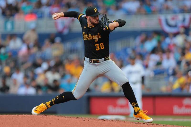 Paul Skenes pitching on Opening Day