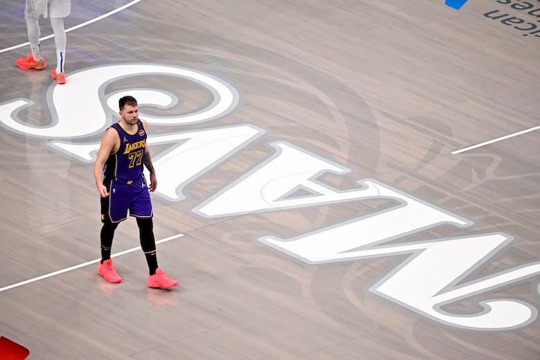 Los Angeles Lakers guard Luka Doncic (77) during the game between the Dallas Mavericks and the Los Angeles Lakers at American Airlines Center