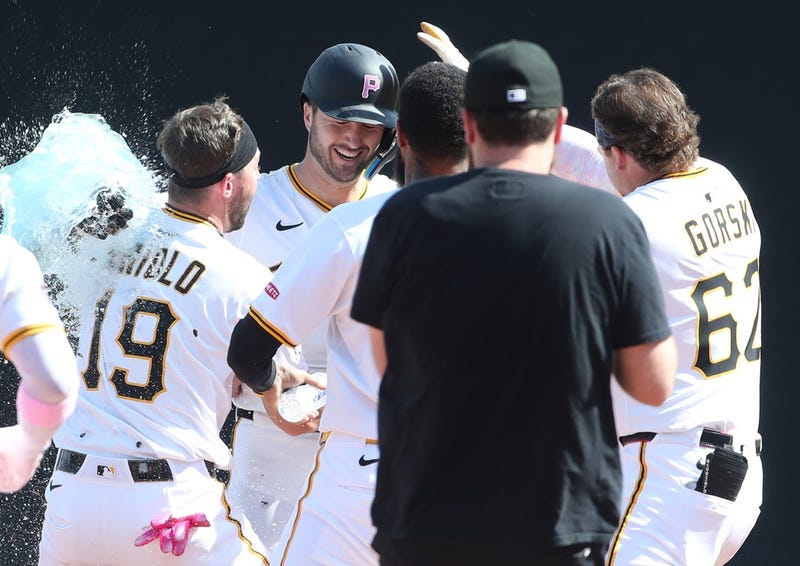Joey Bart celebrating walk-off winner