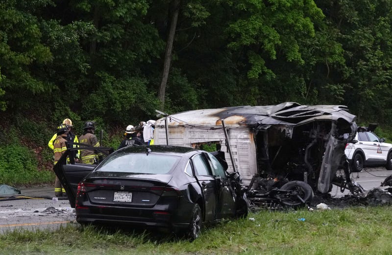 The scene of a multiple-car accident on the northbound Taconic Parkway just north of Route 100 in Millwood on May 14, 2025