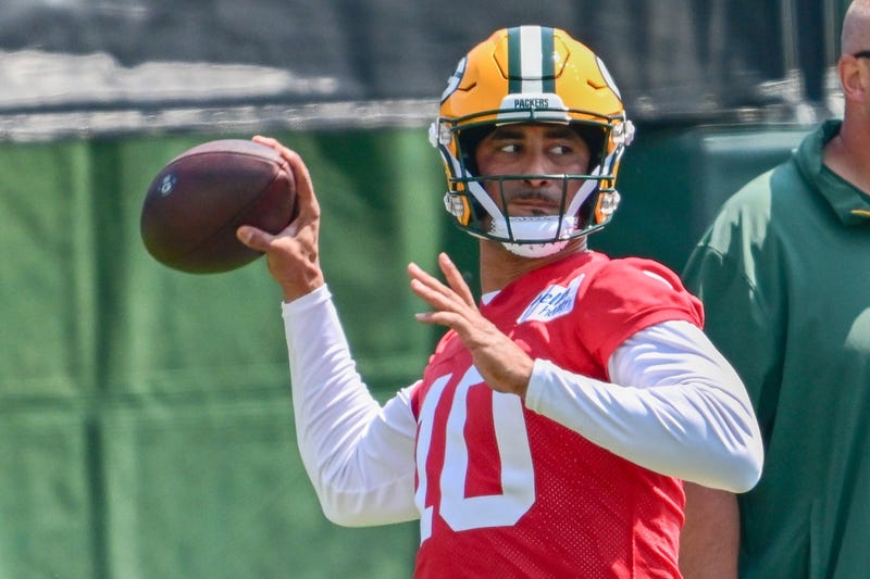 Jun 11, 2025; Green Bay, WI, USA; Green Bay Packers quarterback Jordan Love (10) participates in the team's minicamp at Ray Nitschke Field. Mandatory Credit: Benny Sieu-Imagn Images