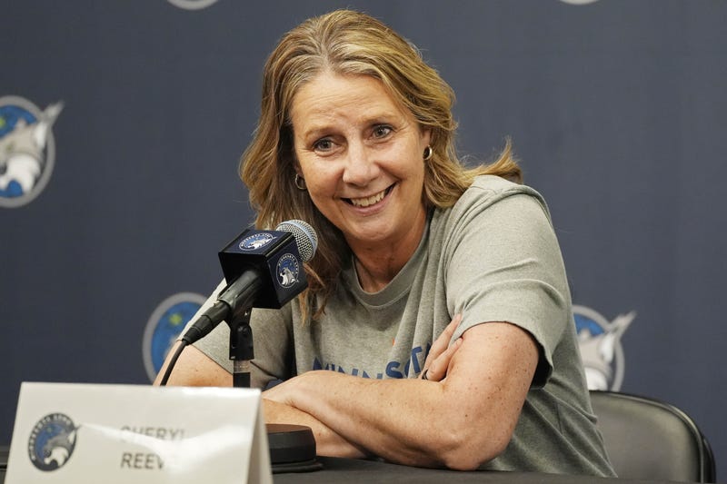 Minnesota Lynx head coach Cheryl Reeve answers questions from the media before the game with the Los Angeles Sparks at Target Center.