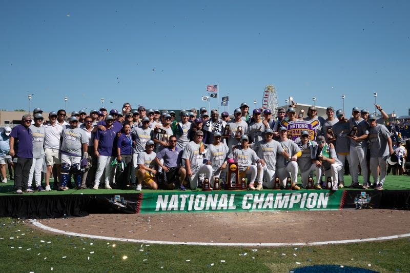 he LSU Tigers celebrate winning the College World Series after the win against the Coastal Carolina Chanticleers