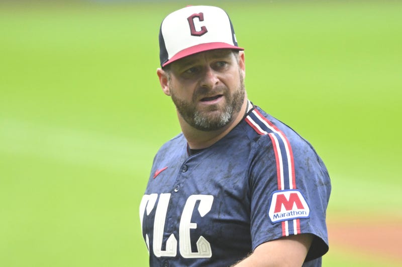 Jun 27, 2025; Cleveland, Ohio, USA; Cleveland Guardians manager Stephen Vogt (12) walks on the field in the first inning against the St. Louis Cardinals at Progressive Field.