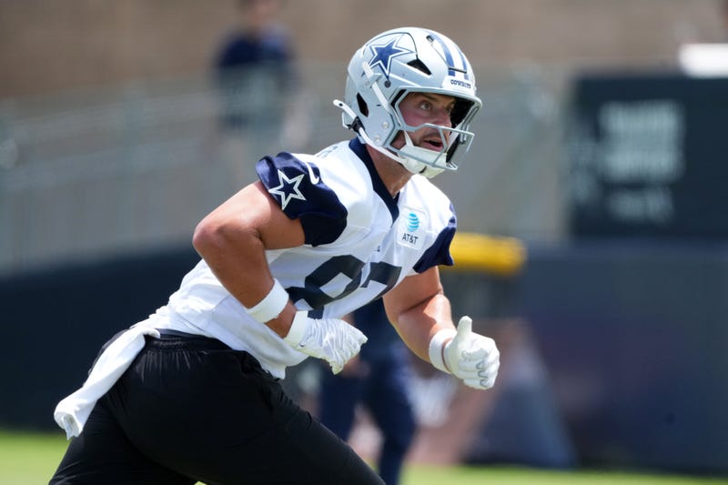 Dallas Cowboys tight end Jake Ferguson (87) during training camp at the River Ridge Fields.