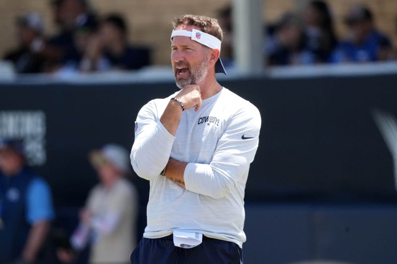 Dallas Cowboys coach Brian Schottenheimer at training camp at the River Ridge Fields.