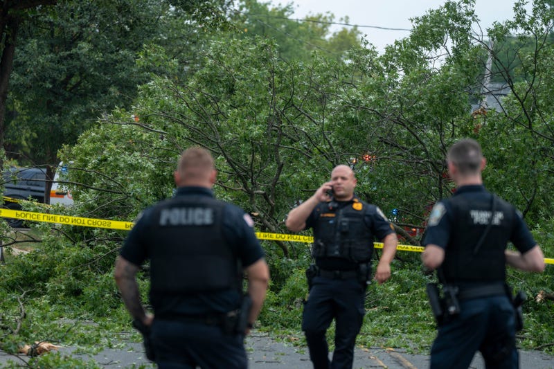 Teaneck police respond to a fallen tree on Sussex Road in Teaneck on Thursday, Aug. 14, 2025