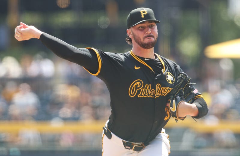 Paul Skenes pitching at home