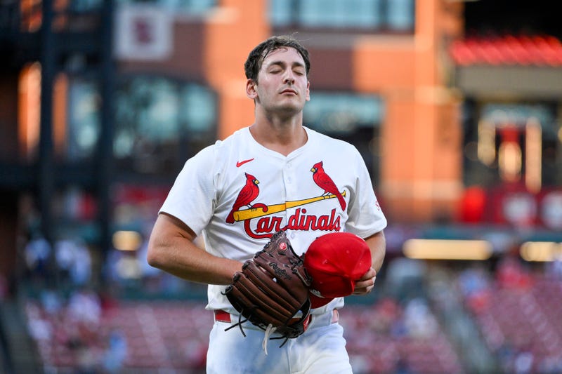 St. Louis Cardinals starting pitcher Andre Pallante (53) walks off the field after the first inning against the Pittsburgh Pirates at Busch Stadium.