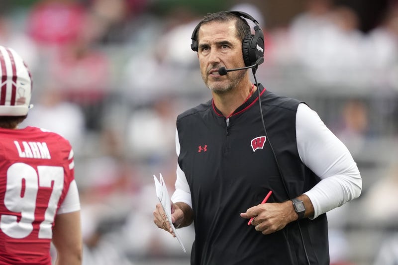 Sep 6, 2025; Madison, Wisconsin, USA; Wisconsin Badgers head coach Luke Fickell looks on during the second half against the Middle Tennessee Blue Raiders at Camp Randall Stadium. Mandatory Credit: Kayla Wolf-Imagn Images