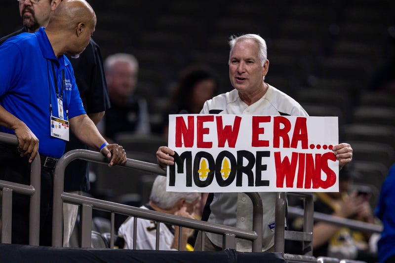Sep 7, 2025; New Orleans, Louisiana, USA; New Orleans Saints fan shows support against Arizona Cardinals at Caesars Superdome.