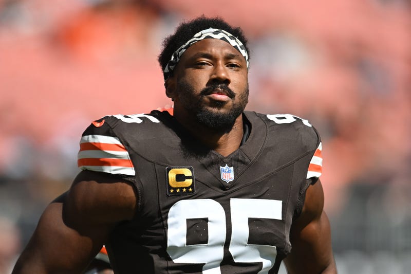Sep 7, 2025; Cleveland, Ohio, USA; Cleveland Browns defensive end Myles Garrett (95) at Huntington Bank Field.