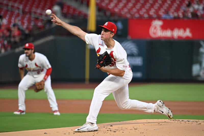 St. Louis Cardinals starting pitcher Michael McGreevy (36) pitches against the Cincinnati Reds in the first inning at Busch Stadium.