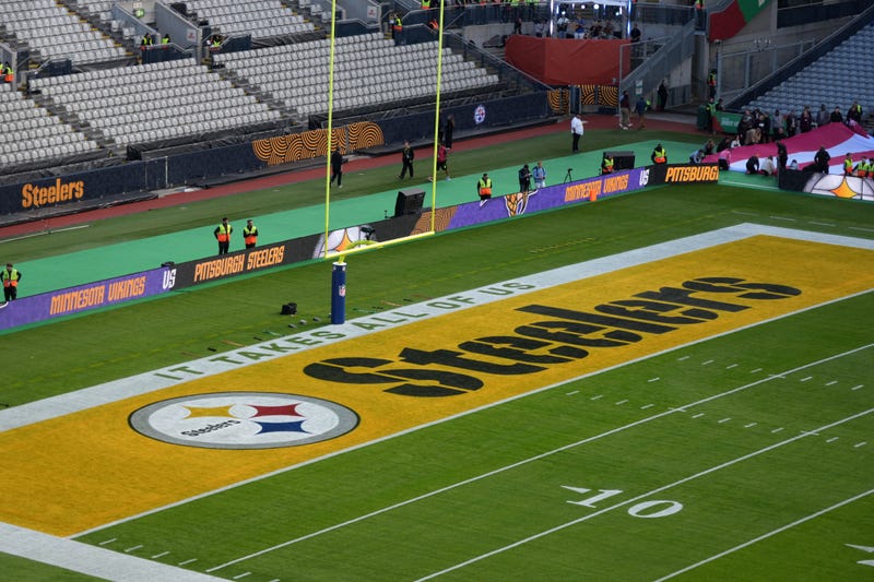 Steelers logo in the end zone