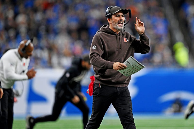 Sep 28, 2025; Detroit, Michigan, USA; Cleveland Browns head coach Kevin Stefanski reacts after the game against the Detroit Lions at Ford Field. 