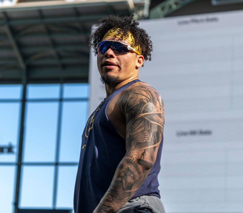 Milwaukee Brewers catcher William Contreras (24) is seen during the Milwaukee Brewers open workout ahead of the National League Division Series on Tuesday September 30, 2025 at American Family Field in Milwaukee, Wisconsin.