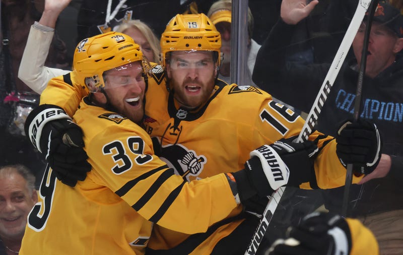 Justin Brazeau celebrates GW goal vs Islanders