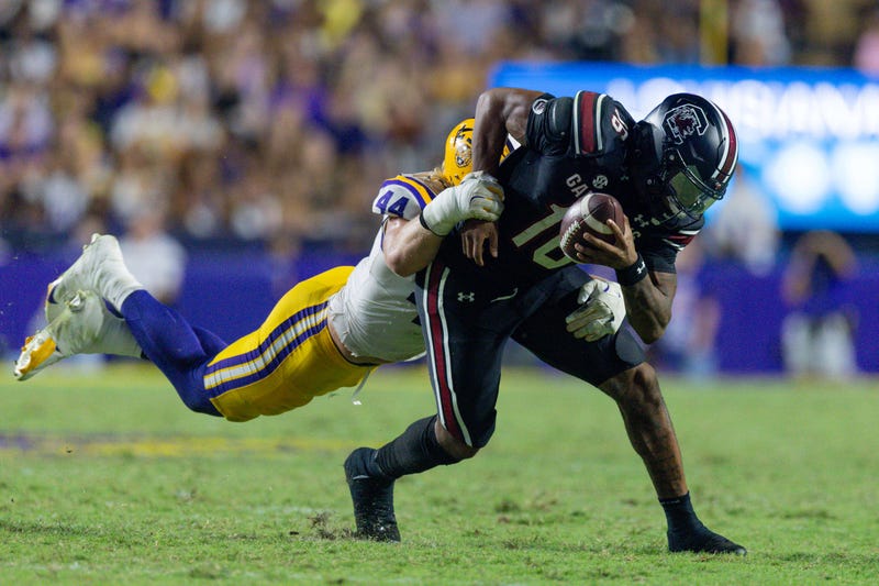 LSU linebacker Whit Weeks makes a tackle