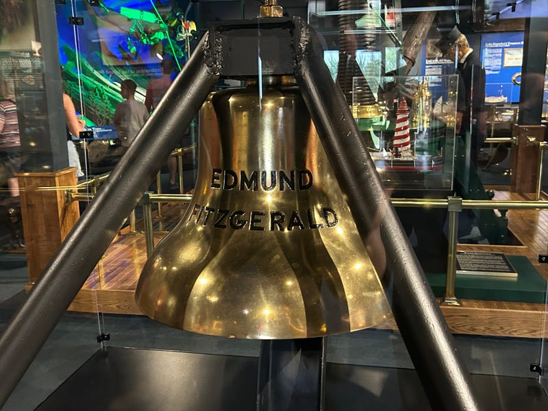 The bell of the SS Edmund Fitzgerald, which sank in Lake Superior on Nov. 10, 1975, is on display at the Great Lakes Shipwreck Museum at Whitefish Point.
