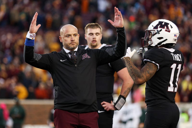 Minnesota Golden Gophers head coach P.J. Fleck reacts during overtime against the Michigan State Spartans at Huntington Bank Stadium. 
