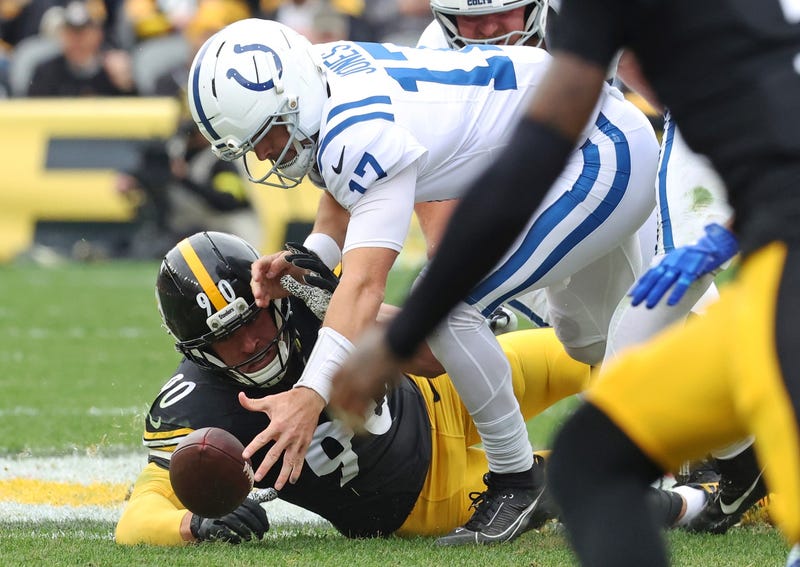 TJ Watt forced fumble from Daniel Jones