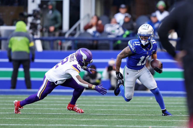 Seattle Seahawks wide receiver Jaxon Smith-Njigba (11) runs the ball during the second half against the Minnesota Vikings at Lumen Field.
