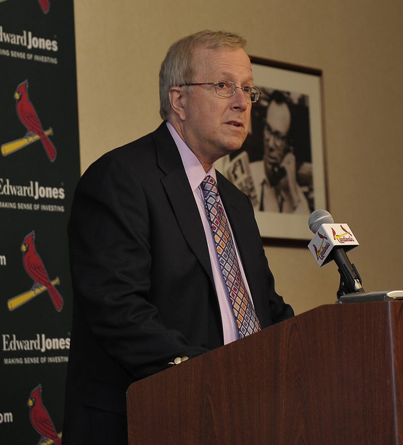 Nov 17, 2008; St. Louis, MO, USA; St. Louis chapter president of the Baseball Writers Association of America Rick Hummel speaks to the media 
