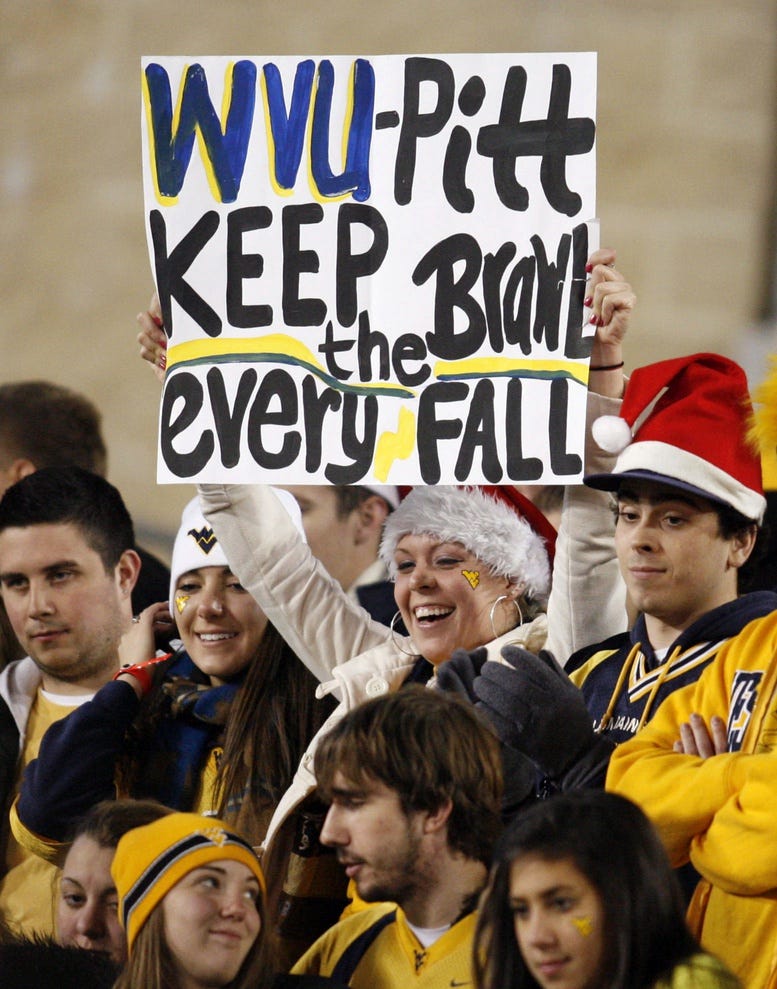 backyard Brawl sign from West Virginia