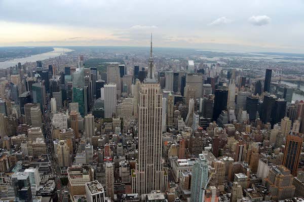 Aerial view of the Empire State Building before the NFL game between the Houston Texans and the New York Jets