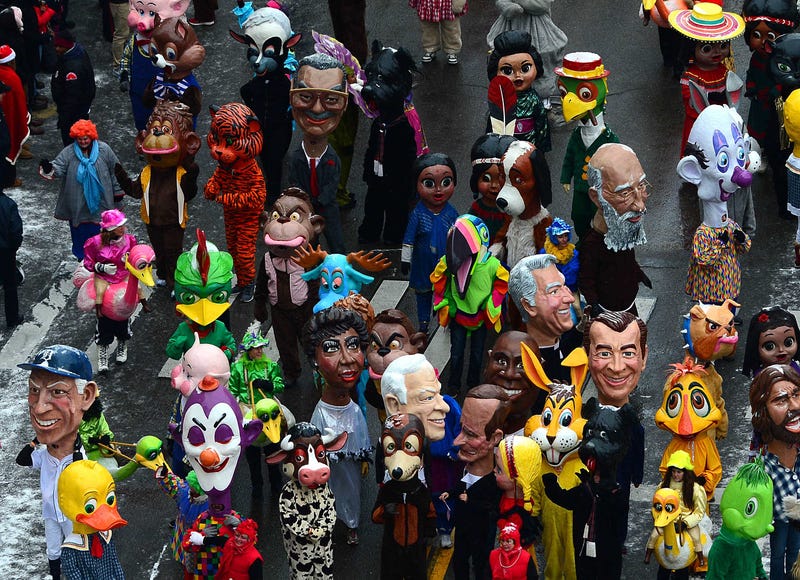 Big Heads marching in the Thanksgiving Parade in Detroit