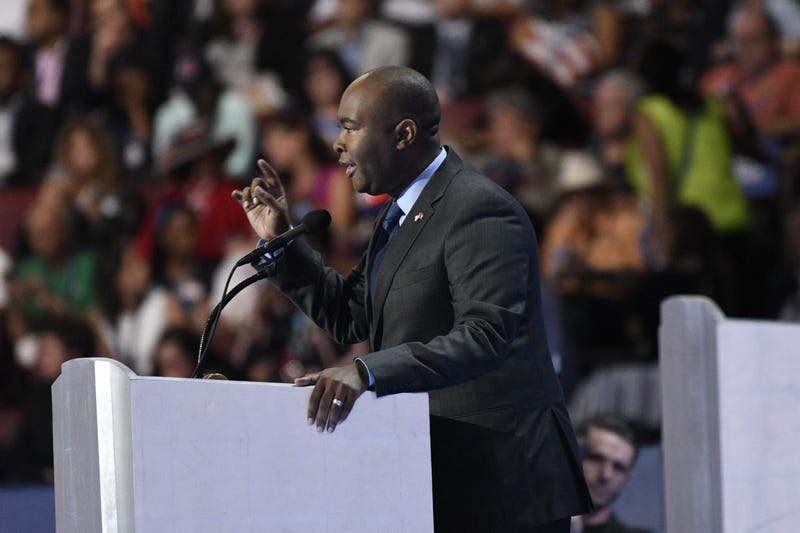 South Carolina Democratic Party Chair, Jamie Harrison, speaks during the 2016 Democratic National Convention at Wells Fargo Center.