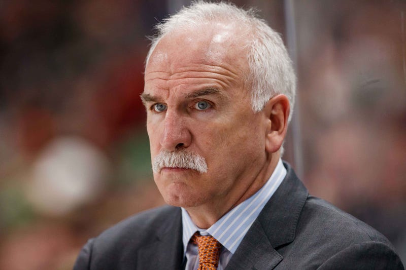 Former Chicago Blackhawks head coach Joel Quenneville in the third period against the Minnesota Wild at Xcel Energy Center. The Chicago Blackhawks beat the Minnesota Wild 5-3.