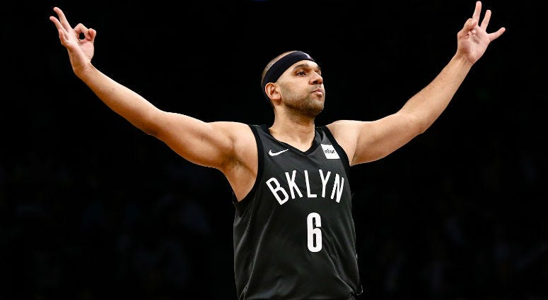 Jared Dudley reacts in the third quarter against the Phoenix Suns at Barclays Center.