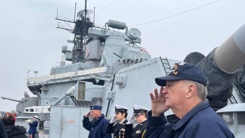 On the anniversary of the attack that propelled the United States into World War II, a firing squad aboard the ship pulled the trigger after a commemorative wreath was tossed from the ship into the Delaware River.