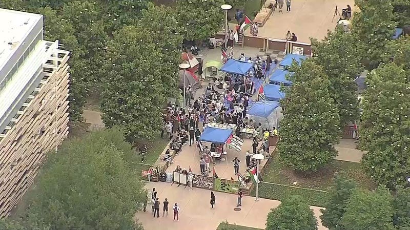 Protestors at the University of Texas at Dallas in Richardson, Texas on Thursday, May 2, 2024.