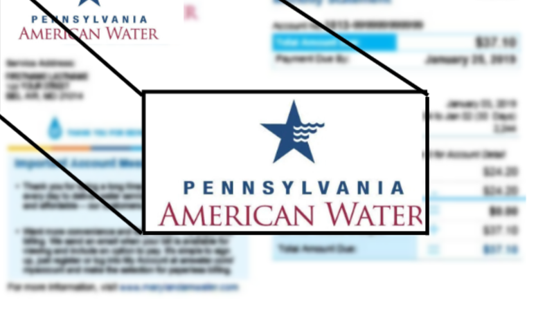Pennsylvania American Water Logo on blurred bill
