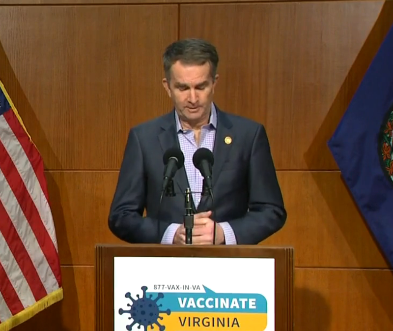 Governor Ralph Northam gives a Covid briefing.