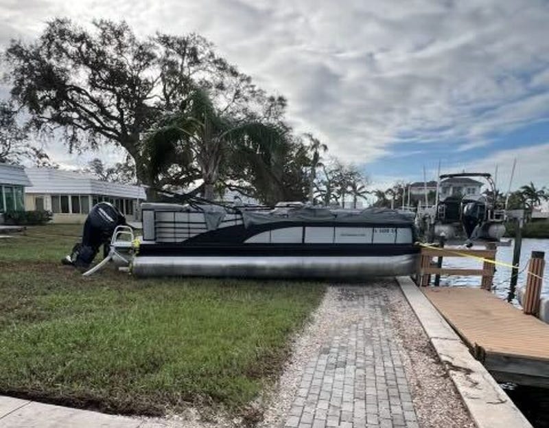 Pontoon boat washed ashore in Sarasota