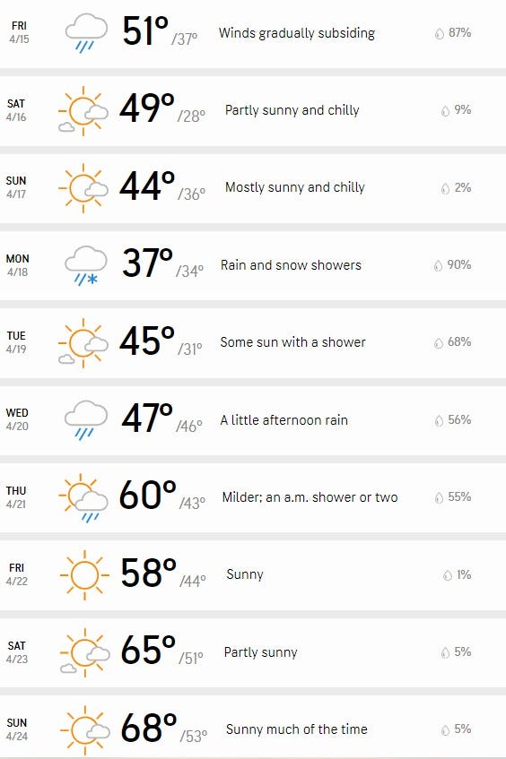 the AccuWeather 10-day forecast for Detroit