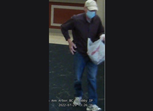 Police in Ann Arbor are searching for a male suspect wanted in connection to a robbery at the Fifth Third Bank on Washtenaw Ave. Friday afternoon.