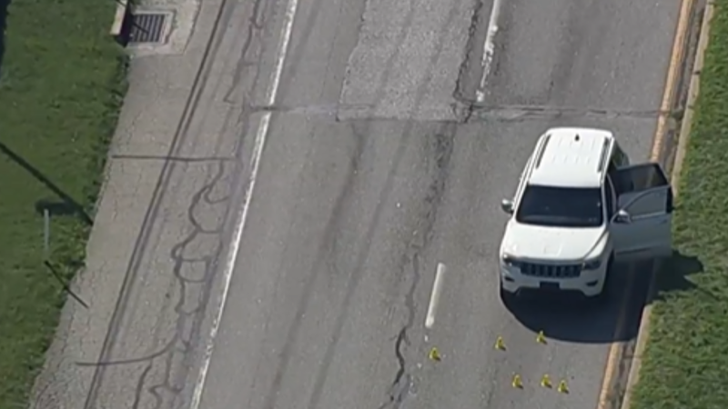 Jeep that was shot at in a road rage incident on West Chester Pike on Monday, Aug. 12, 2024.