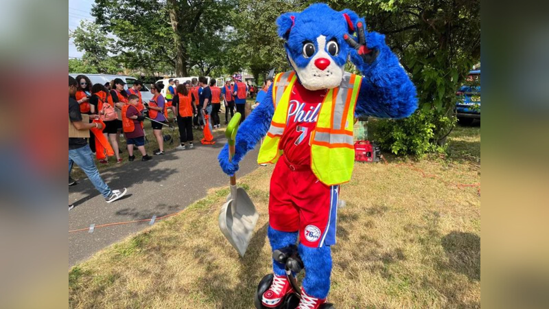 Sixers mascot Franklin reporting for duty in Farnham Park in June, 2024.