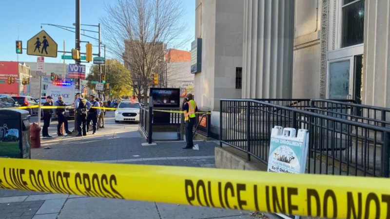 The scene outside Fairmount Station in North Philadelphia after a man was shot and killed in Nov. 2022 on the SEPTA Broad Street Line