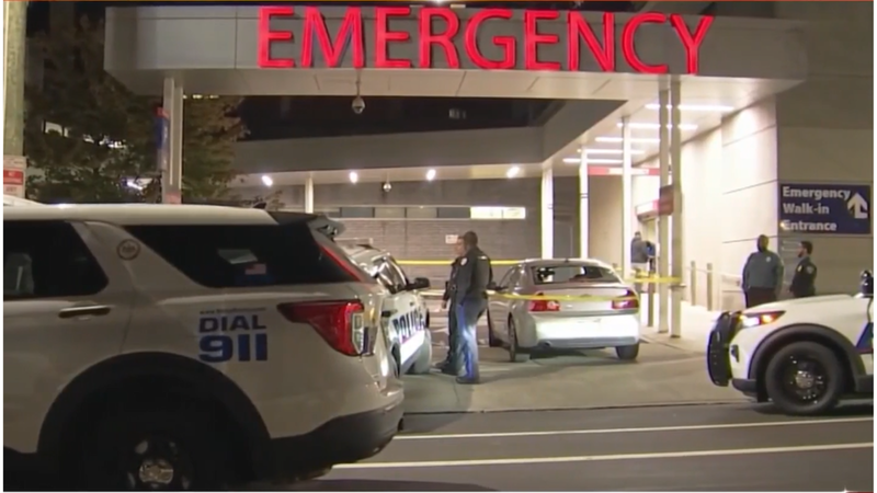 Scene where nurses were struck while helping a shooting victim outside Penn Presbyterian Hospital Saturday.